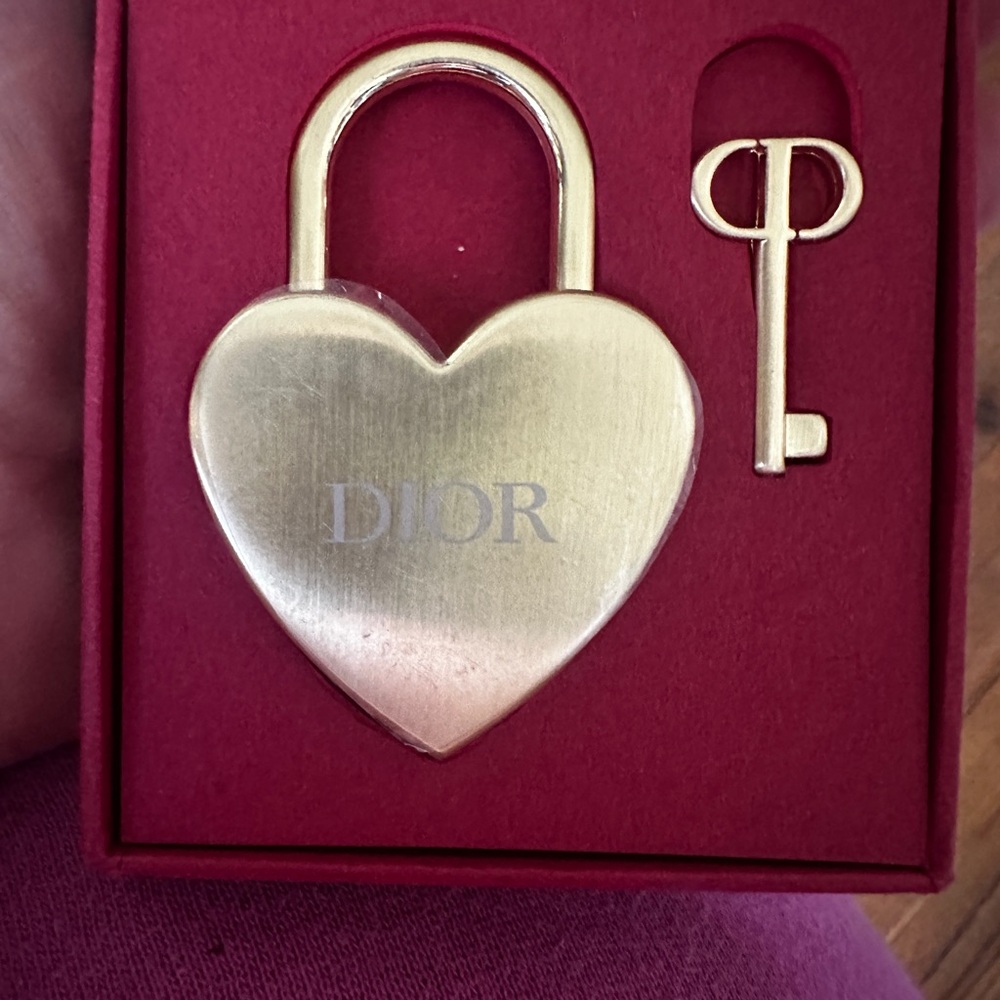 Dior Gold Heart Padlock with Key